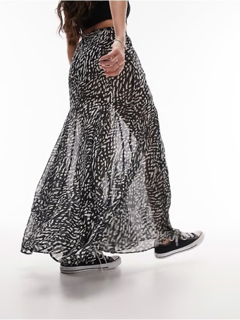 Topshop Printed Sheer Maxi Skirt – Size Small